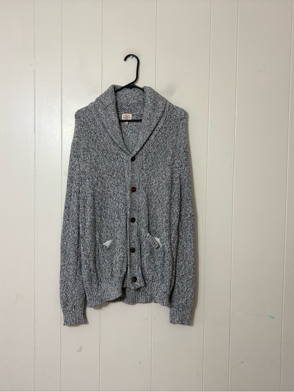 Faherty Men’s Shawl Collar Cardigan Gray Cotton Cashmere Sweater L